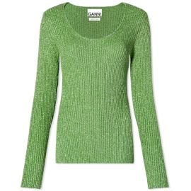 GANNI Scoop Neck Knit Flash Green END US at End Clothing